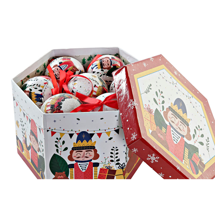 Коледни топки Home ESPRIT Бял Червен PVC Мечка Орехотрошачка (14 Части)