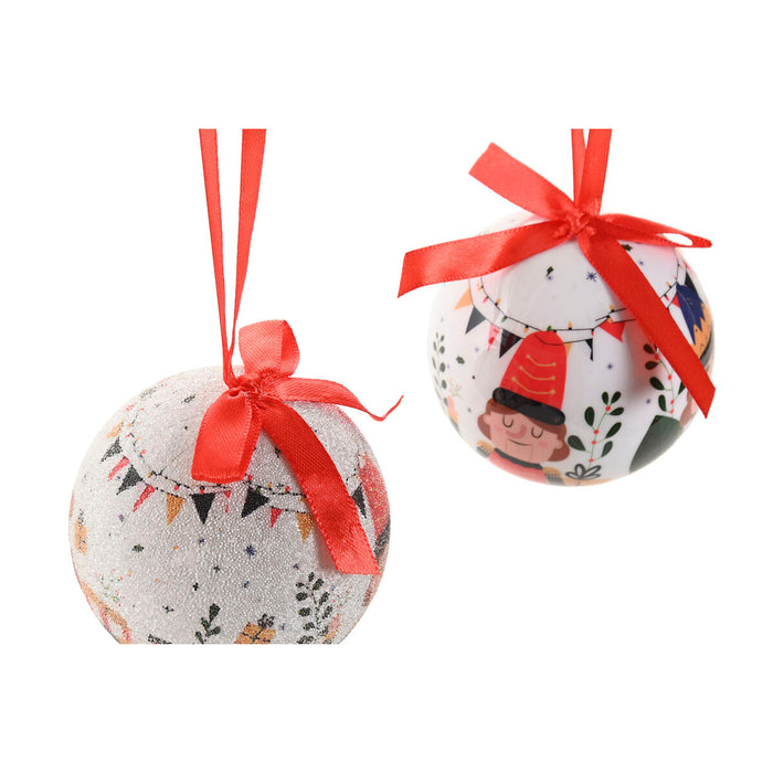 Коледни топки Home ESPRIT Бял Червен PVC Мечка Орехотрошачка (14 Части)