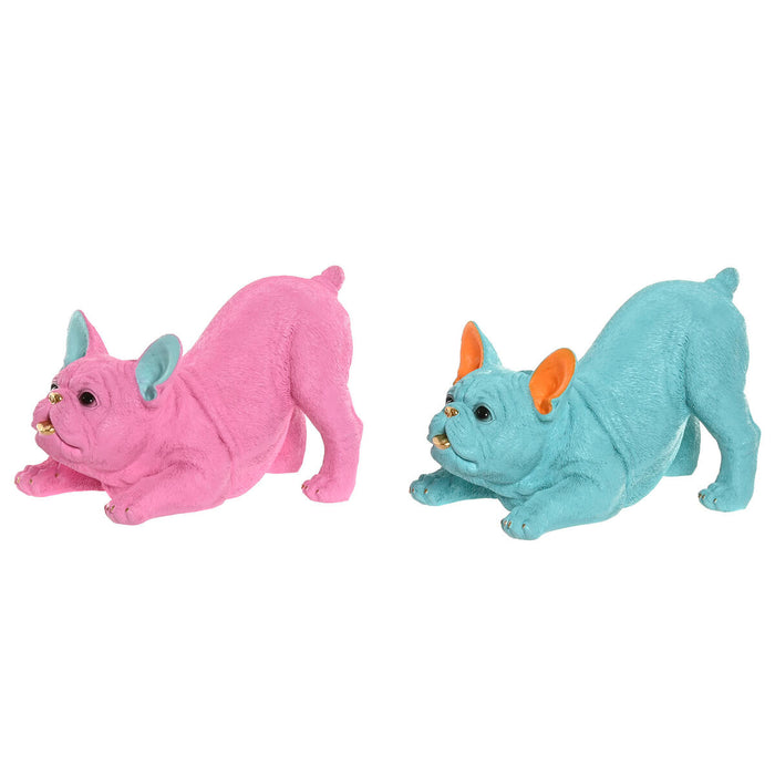 Декоративна фигурка Home ESPRIT Син Фуксия Куче 34,5 X 20 X 22 CM (2 броя)