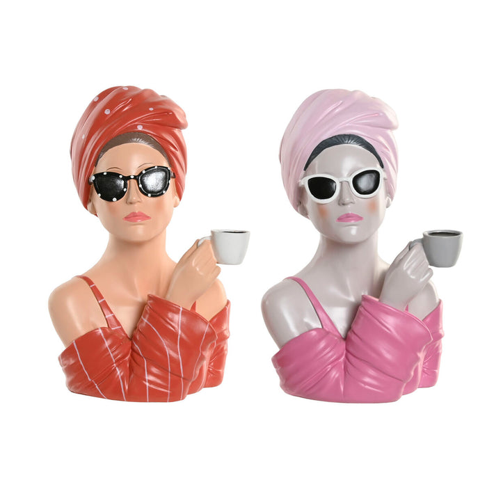 Декоративна фигурка Home ESPRIT Червен Корал Дама 20 X 18,5 X 29 CM (2 броя)