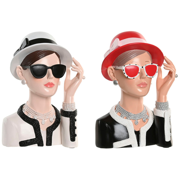 Декоративна фигурка Home ESPRIT Черен Червен Дама 17,5 X 14 X 27 CM (2 броя)