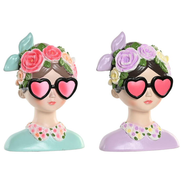 Декоративна фигурка Home ESPRIT Син Розов Дама 14,5 X 10,5 X 20 CM (2 броя)