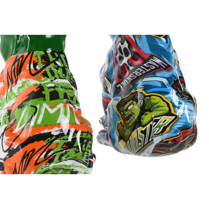 Декоративна фигурка Home ESPRIT Син Зелен Многоцветен Куче 9,5 X 13 X 16 CM (2 броя)