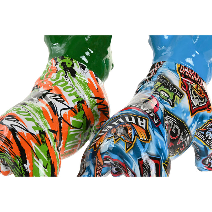 Декоративна фигурка Home ESPRIT Син Зелен Многоцветен Куче (2 броя)