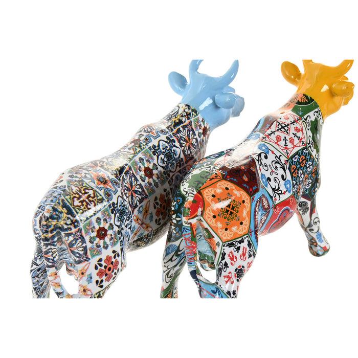 Декоративна фигурка Home ESPRIT Жълт Син Многоцветен Бик 16 x 6 x 12 cm (2 броя)