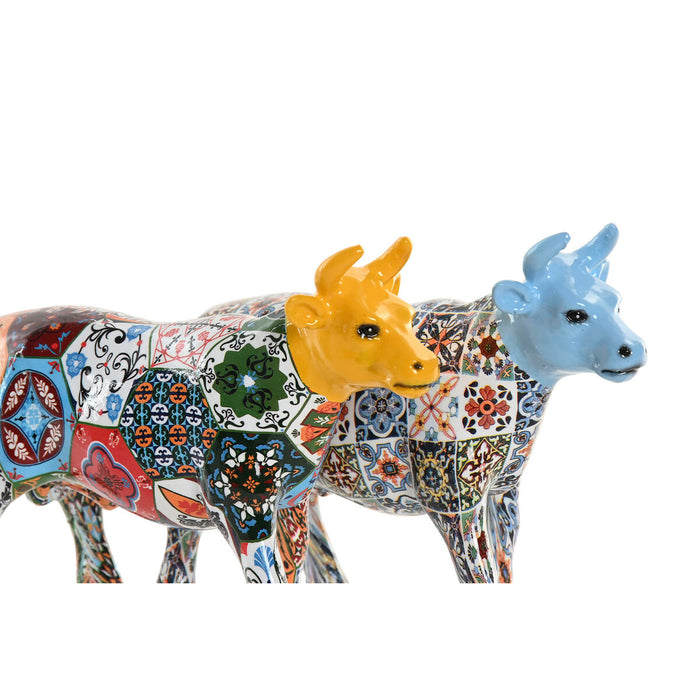 Декоративна фигурка Home ESPRIT Жълт Син Многоцветен Бик 16 x 6 x 12 cm (2 броя)
