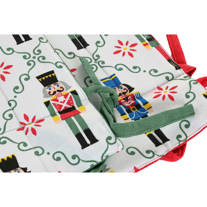 Декоративна Кошница Home ESPRIT Бял Червен Зелен Бежов Орехотрошачка Коледа 30 x 30 x 8 cm (2 броя)