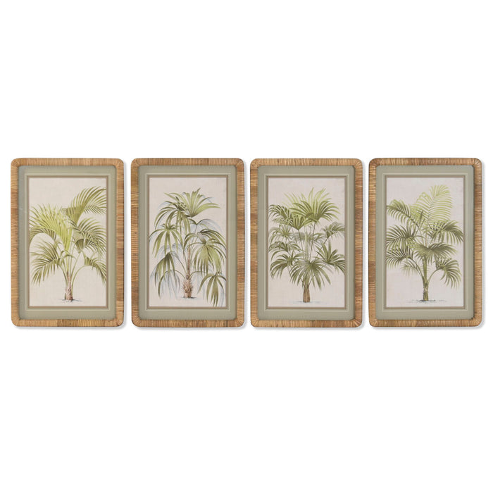 Картина Home ESPRIT Зелен Естествен Палми Тропически 40 X 2,5 X 60 CM (4 броя)