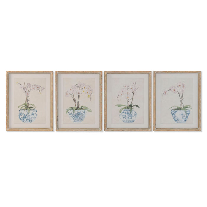 Картина Home ESPRIT Син Бял Ориенталски 35 x 2,5 x 45 cm (4 броя)