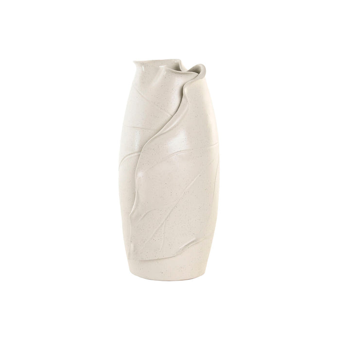 Ваза Home ESPRIT Бял Керамика Занаятчийски стил Модерен Лист на растение 21 x 21 x 40 cm