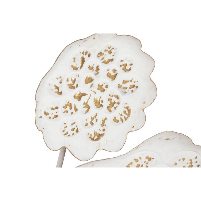 Декоративна фигурка Home ESPRIT Бял Златен Цвете Гранитогрес 137 X 11 X 56,5 CM