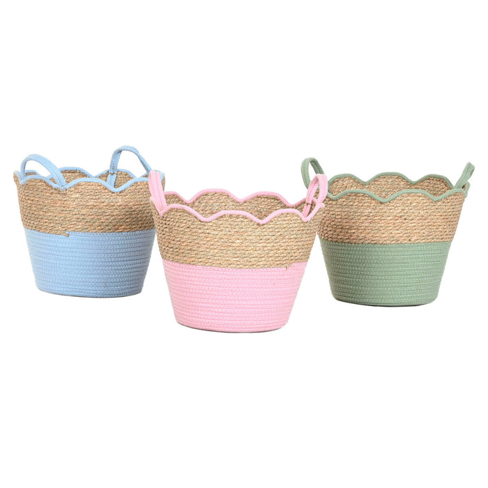 Декоративна Кошница Home ESPRIT Син Зелен Розов Естествен Детски 35 x 35 x 28 cm (3 броя)