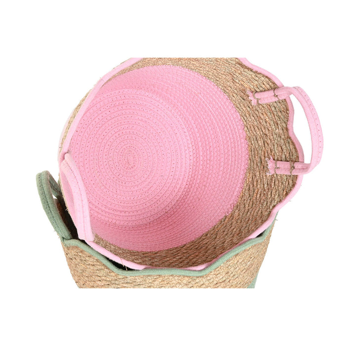 Декоративна Кошница Home ESPRIT Син Зелен Розов Естествен Детски 35 x 35 x 28 cm (3 броя)