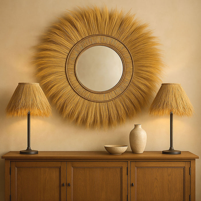 Стенно огледало Home ESPRIT Естествен Bali 110 X 11 X 110 CM