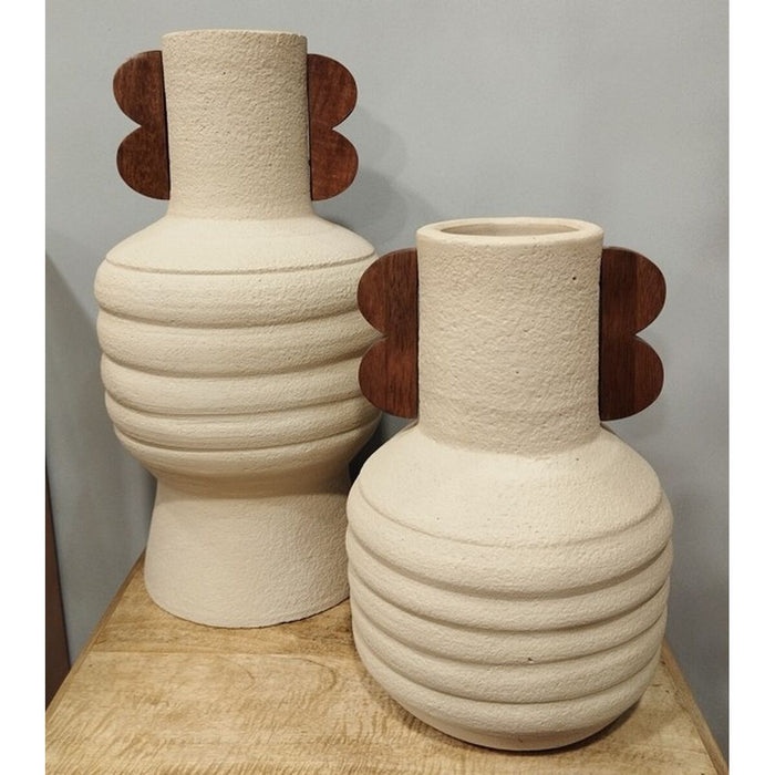 Ваза Home ESPRIT Кафяв Бежов теракота Дърво манго 28 x 28 x 33 cm