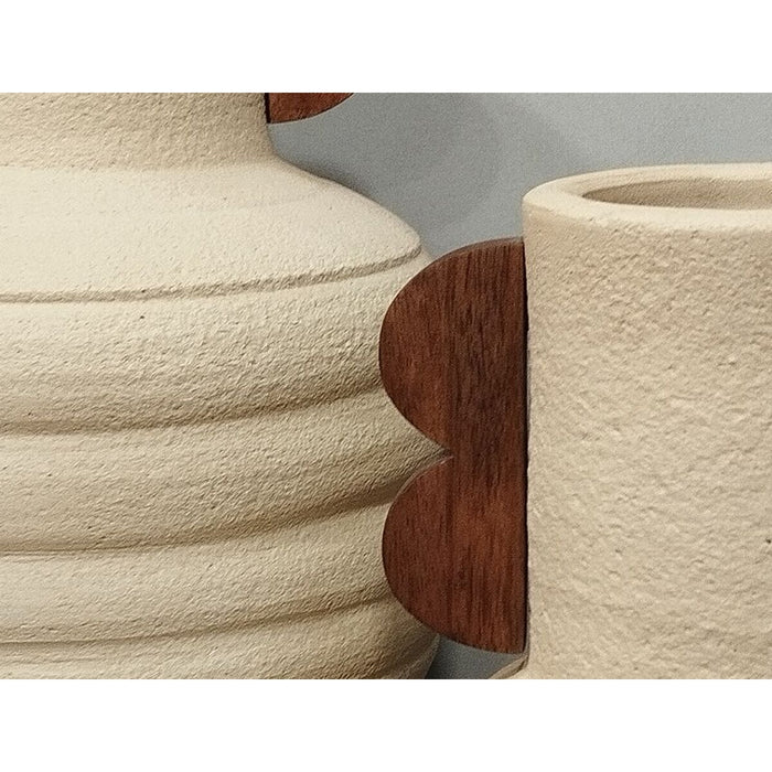 Ваза Home ESPRIT Кафяв Бежов теракота Дърво манго 28 x 28 x 33 cm