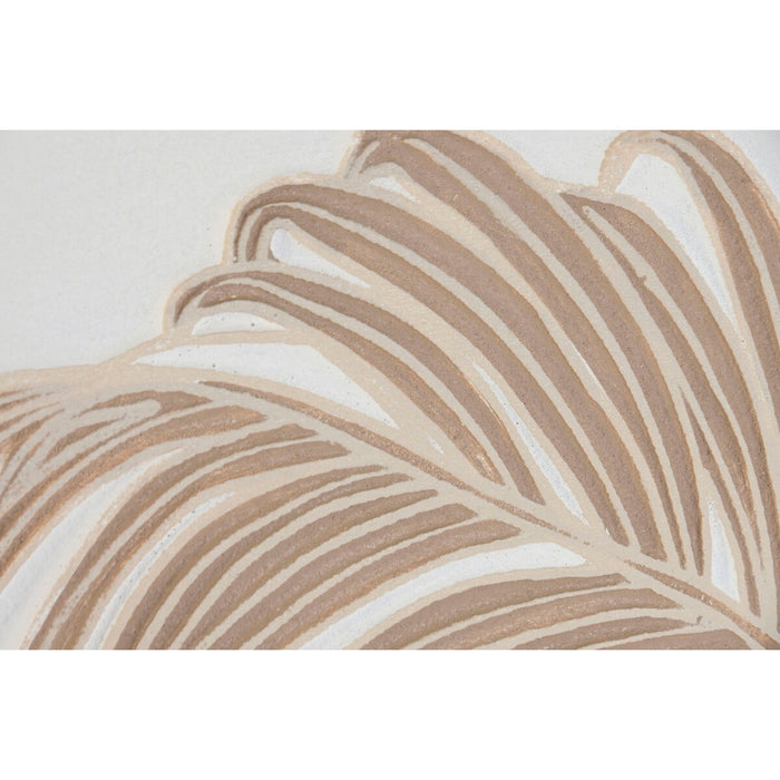 Картина Home ESPRIT Бял Естествен Листи Тропически С облекчение 102,5 X 4,5 X 102,5 CM (2 броя)