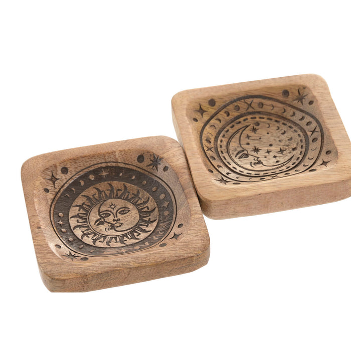 Табла Home ESPRIT Кафяв Дърво манго 9,5 x 9,5 x 2 cm (2 броя)