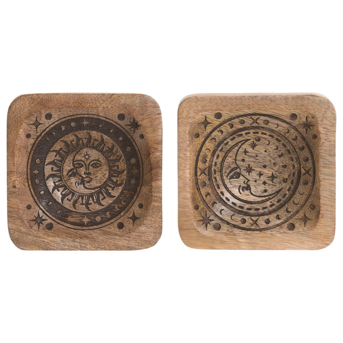 Табла Home ESPRIT Кафяв Дърво манго 9,5 x 9,5 x 2 cm (2 броя)