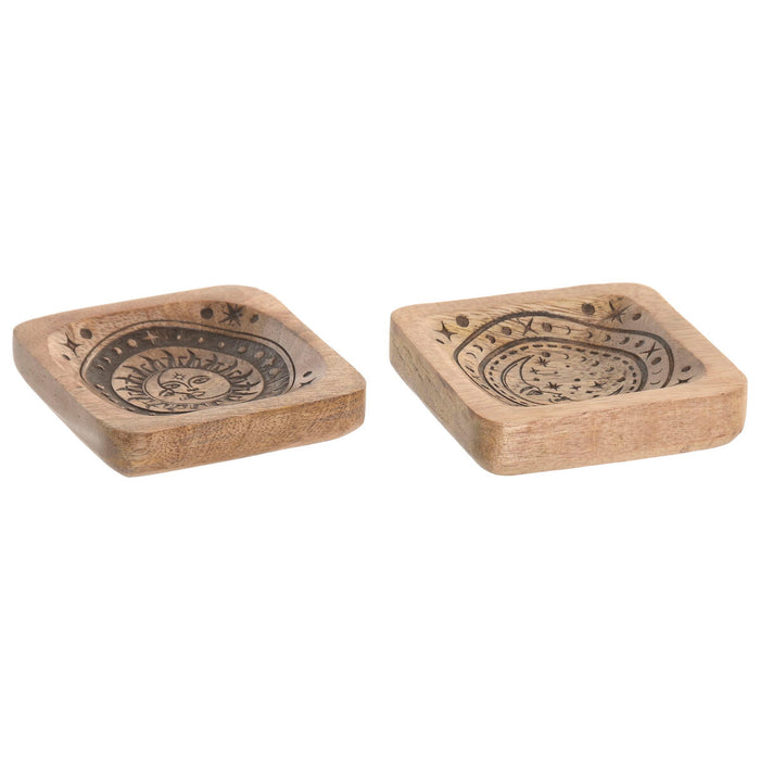 Табла Home ESPRIT Кафяв Дърво манго 9,5 x 9,5 x 2 cm (2 броя)