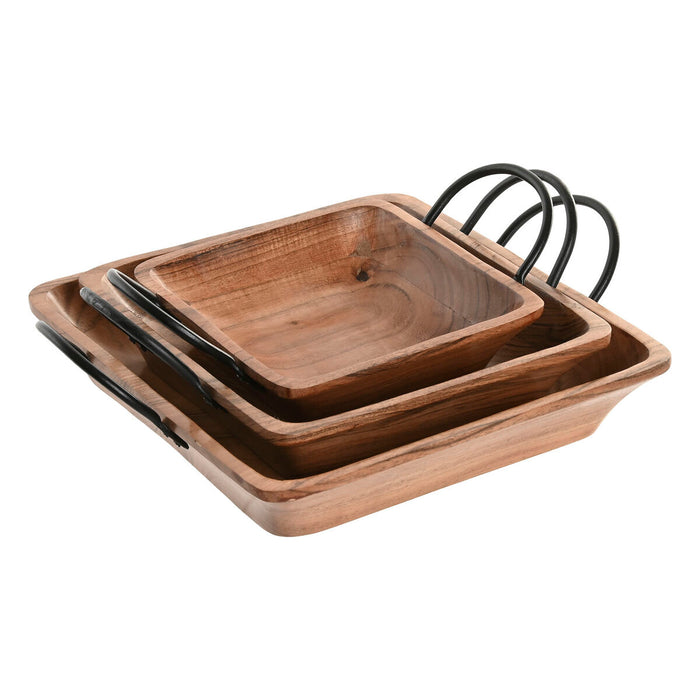 Украса за център на маса Home ESPRIT Кафяв Черен Естествен 38 X 36 X 9 CM (3 Части)