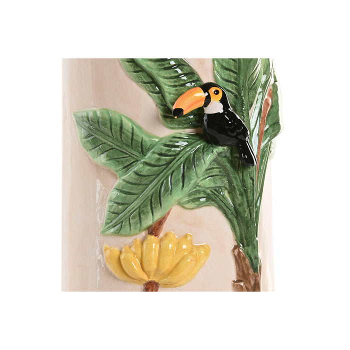 Ваза Home ESPRIT Зелен Бежов Керамика Птици Тропически 12 x 12 x 22 cm