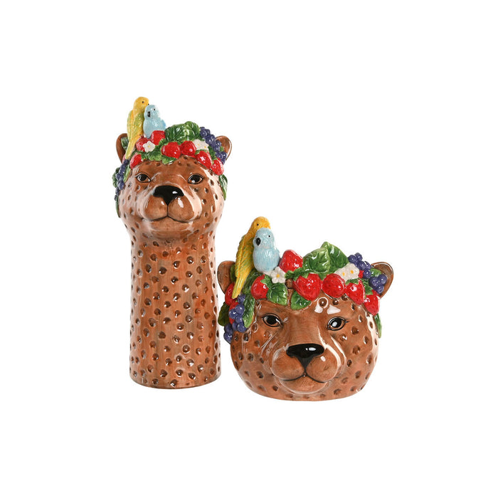 Ваза Home ESPRIT Кафяв Керамика Тропически 16 x 16 x 38 cm