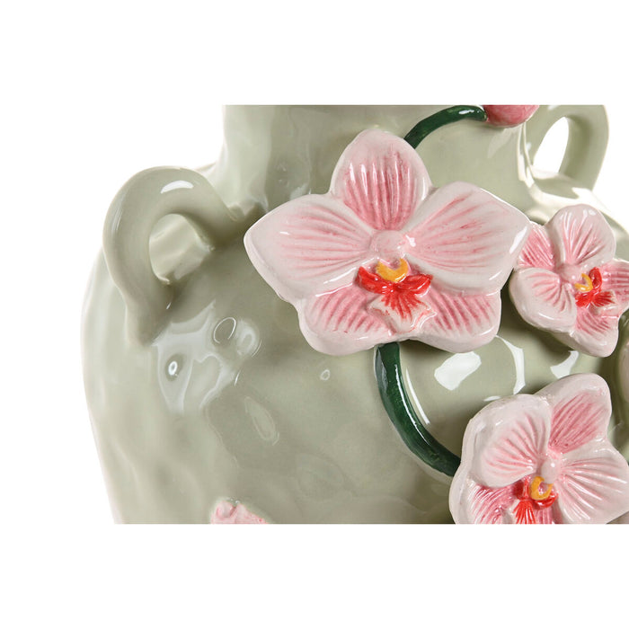 Ваза Home ESPRIT Зелен Розов Керамика Ориенталски 15 x 15 x 20 cm