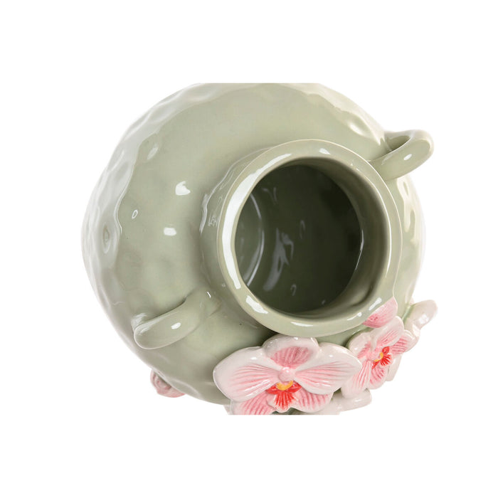 Ваза Home ESPRIT Зелен Розов Керамика Ориенталски 15 x 15 x 20 cm