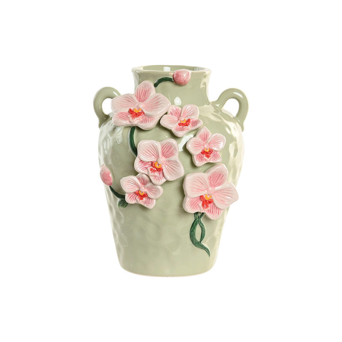 Ваза Home ESPRIT Зелен Розов Керамика Ориенталски 15 x 15 x 20 cm