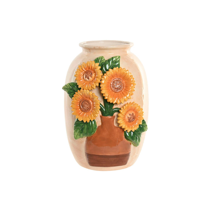 Ваза Home ESPRIT Жълт Бежов Керамика Shabby Chic 26 x 26 x 34 cm