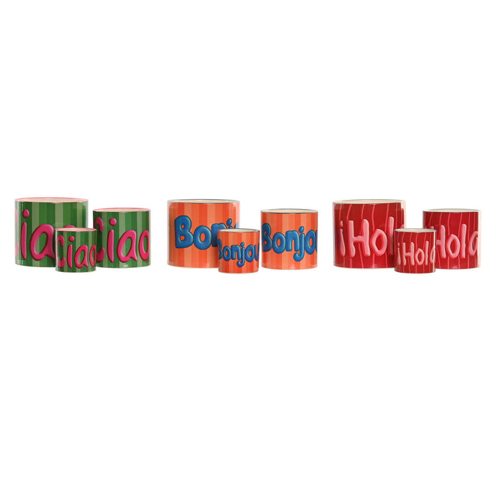 Саксия Home ESPRIT Многоцветен Керамика Град 13,6 X 13,6 X 11,8 CM (3 Части) (3 броя)