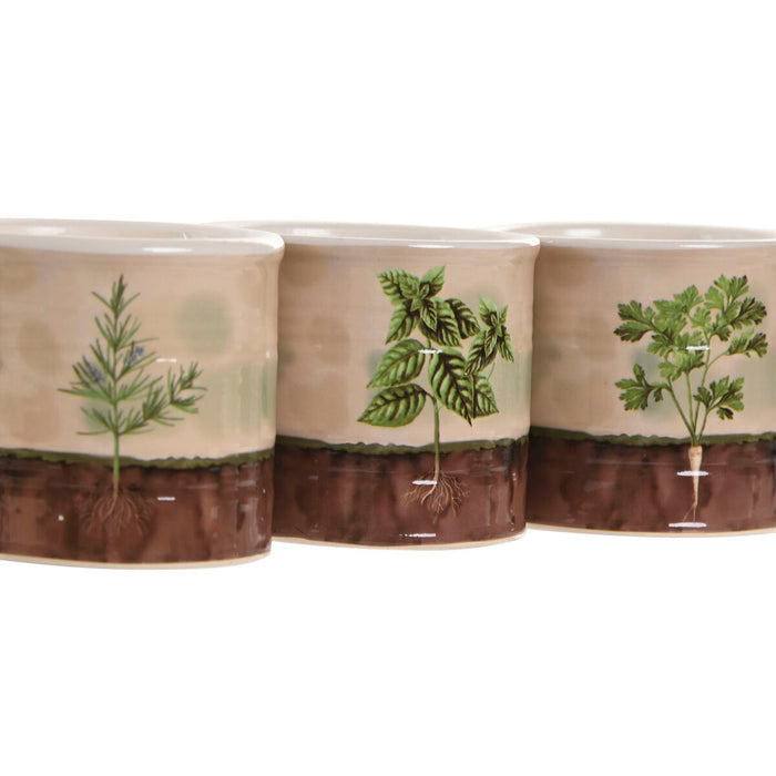 Саксия Home ESPRIT Кафяв Зелен Керамика Cottage 13,6 X 13,6 X 11,8 CM (3 Части) (3 броя)
