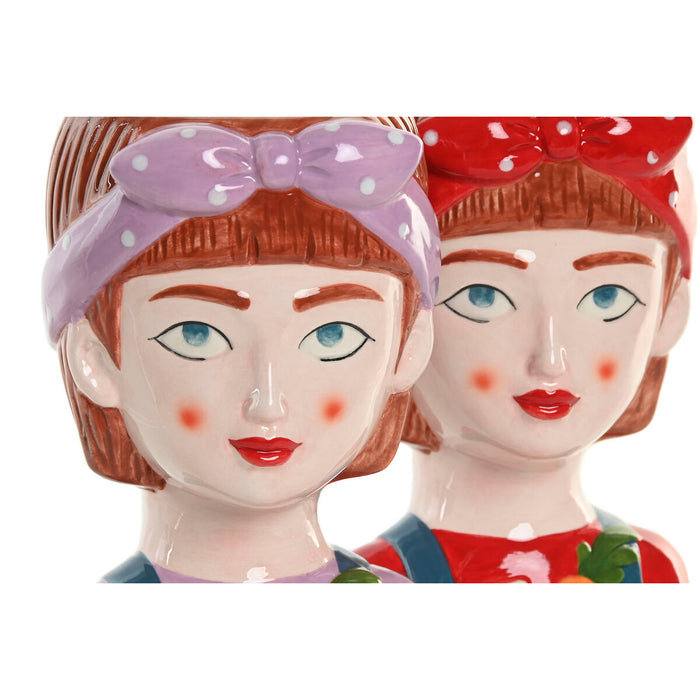 Саксия Home ESPRIT Многоцветен Керамика Град 10 x 9 x 15 cm (2 броя)
