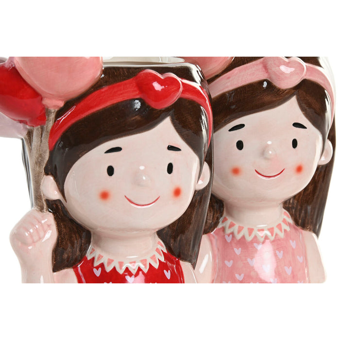 Саксия Home ESPRIT Червен Розов Керамика chica Град 12 x 9 x 16 cm (2 броя)