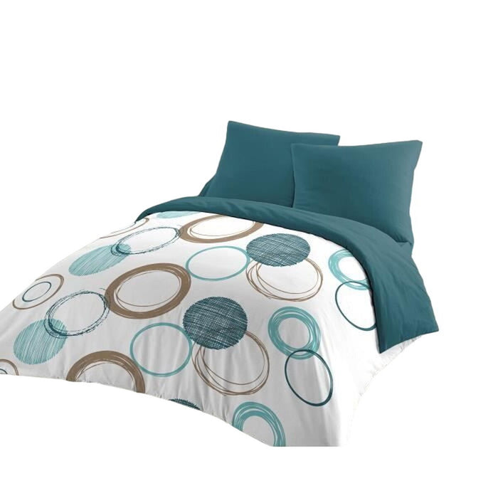 Комплект покривка за завивка HOME LINGE PASSION Бял Зелен 240 x 260 cm Кръгове