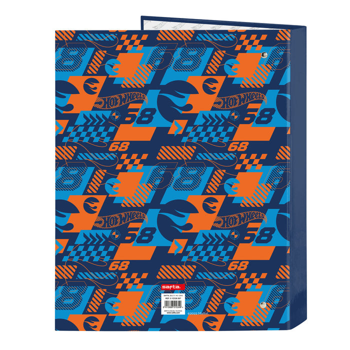 Папка с пръстени Hot Wheels Speed club Оранжев Морско син A4 (26.5 x 33 x 4 cm)