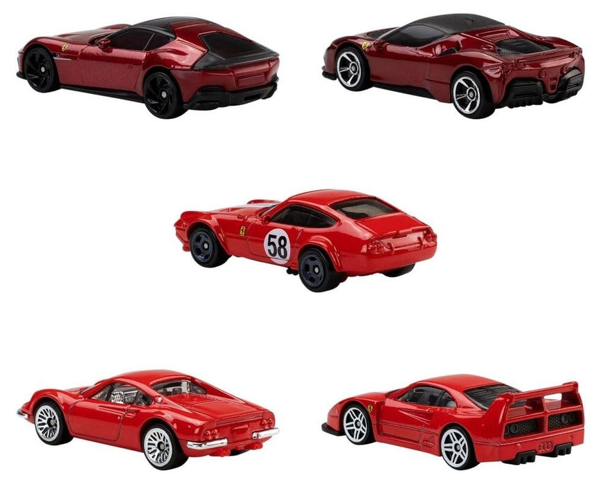 Комплект метални колички Hot Wheels - Ferrari, 5 броя, 1:64