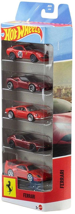 Комплект метални колички Hot Wheels - Ferrari, 5 броя, 1:64