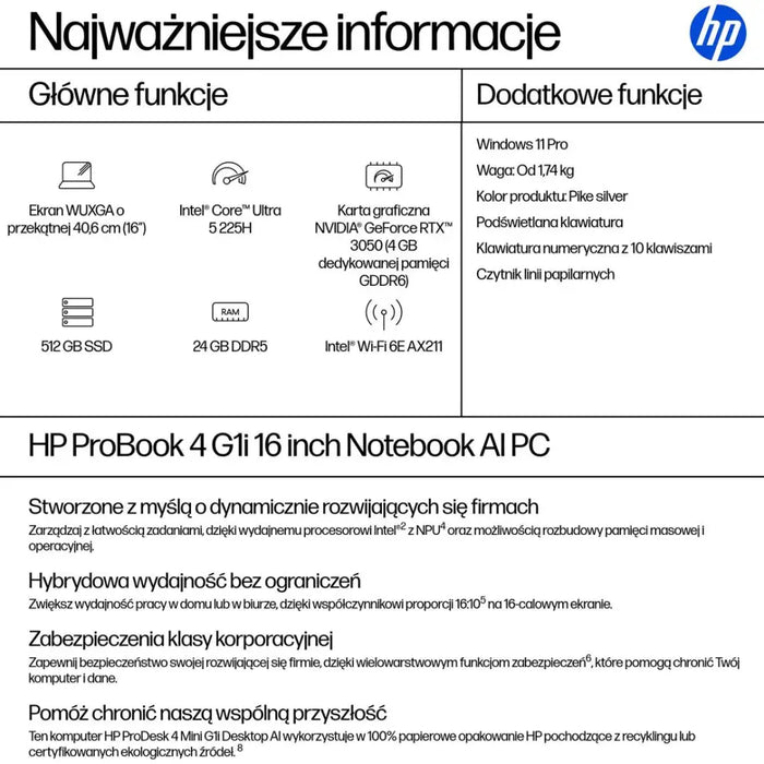 HP ProBook 4 G1i Ultra 5 225H 16.0’’WUXGA IPS 300nits AG