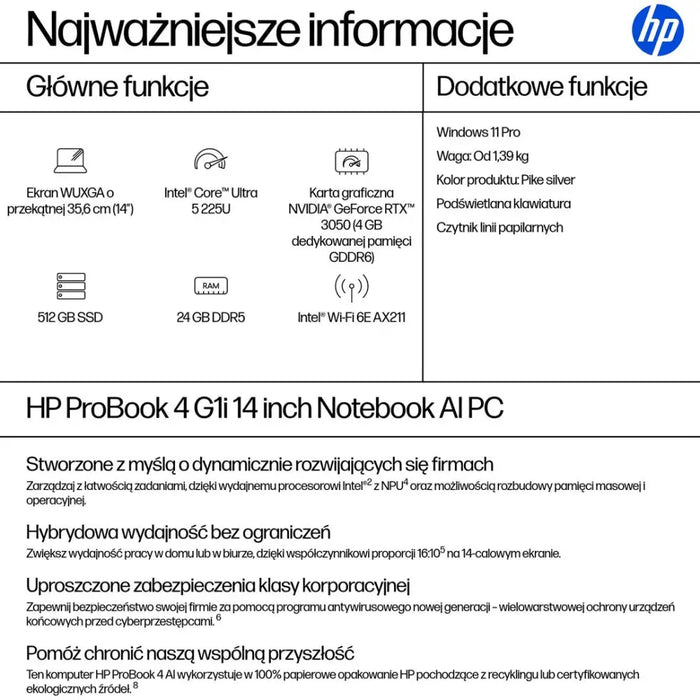 HP ProBook 4 G1i Ultra 5 225U 14.0’’WUXGA IPS 300nits AG