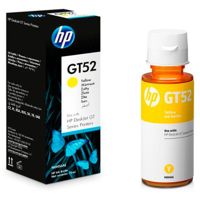 Бутилка с жълто оригинално мастило HP GT52