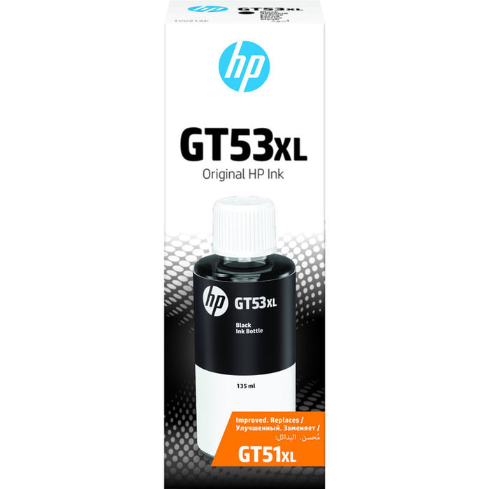 Бутилка с черно оригинално мастило HP GT53 135 ml