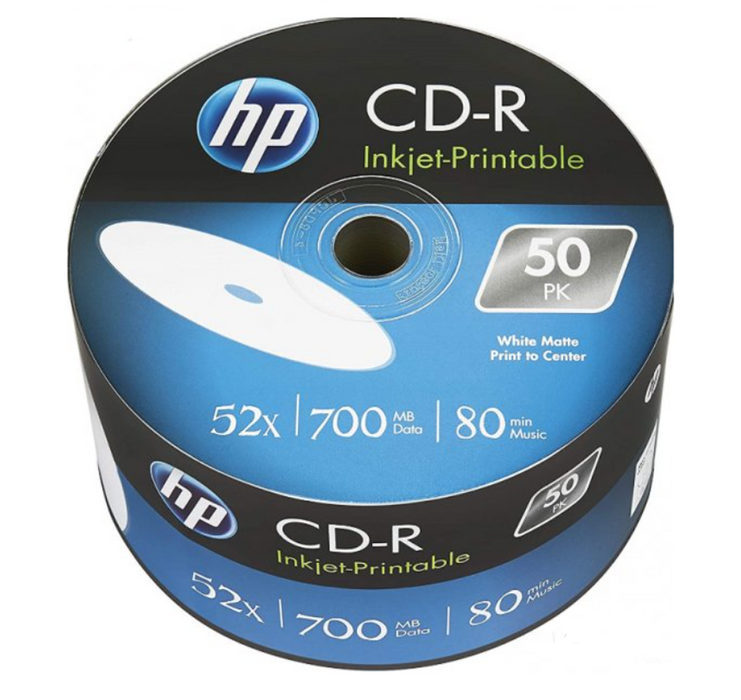 HP CD-R (HEWLETT PACARD) 700MB.- 50 БР. В ЦЕЛОФАН (PRINTABLE)