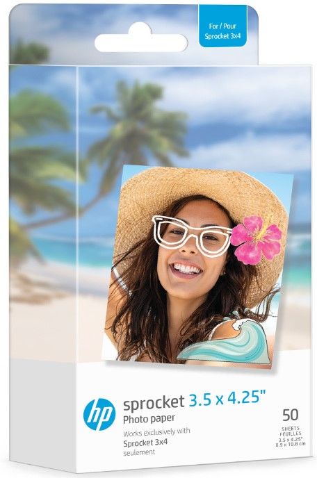 Хартия HP - Sprocket, 3.50 x 4.25", 50 броя