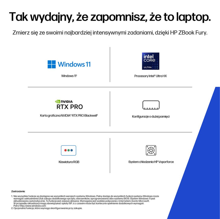 Мобилна работна станция HP ZBook Fury G1i с Intel Core Ultra 7 265HX, 45,7 см (18"), WQXGA, 32 GB DDR5-SDRAM, 1 TB SSD, NVIDIA RTX PRO 3000, Blackwell, Wi-Fi 7 (802.11be), Windows 11 Pro, AI работна станция, AI компютър, сребрист цвят