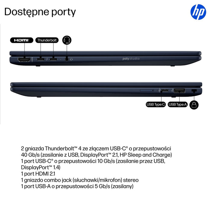 HP EliteBook X G1i Flip Ultra 7 258V 14" 2.5K сензорен екран 800 нита 120Hz AG 32GB LPDDR5x-8533 SSD512 Intel Arc Cam IR 5 Mpx AI 68Wh W11Pro син алуминий 3-годишен на място