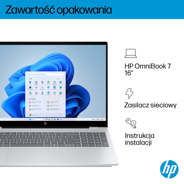 HP OmniBook 7 16-az0222nw, Core 5 210H, 16" 2K, 300 кд/16GB, DDR5 5200 SSD, 512 GB, Intel Graphics 6400, 5 Mpx, IR, 70 Wh, Win11, Glacial Silver, 2 години гаранция