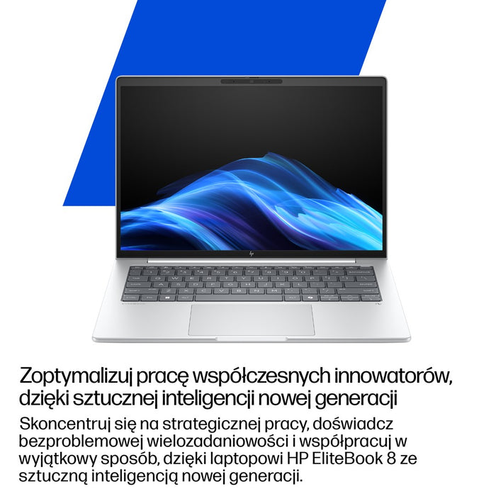 HP EliteBook 8 G1i Ultra 7 258V 14" WUXGA 400nits AG LBL 32GB LPDDR5x-8533 SSD512 Intel Arc Cam 5MP+IR+ISP 62Wh W11Pro Glacier Silver Aluminum 3Y OnSite