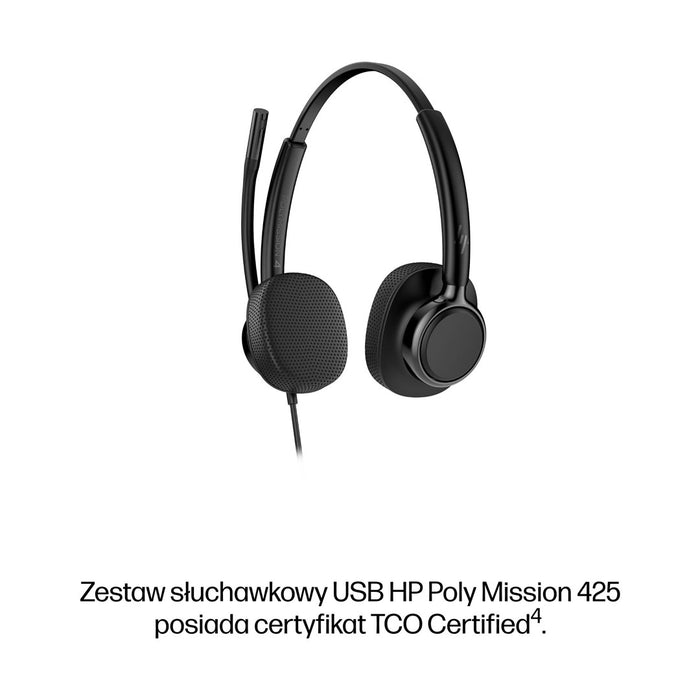Стерео USB слушалки HP Poly Mission 425 с кабел, WW